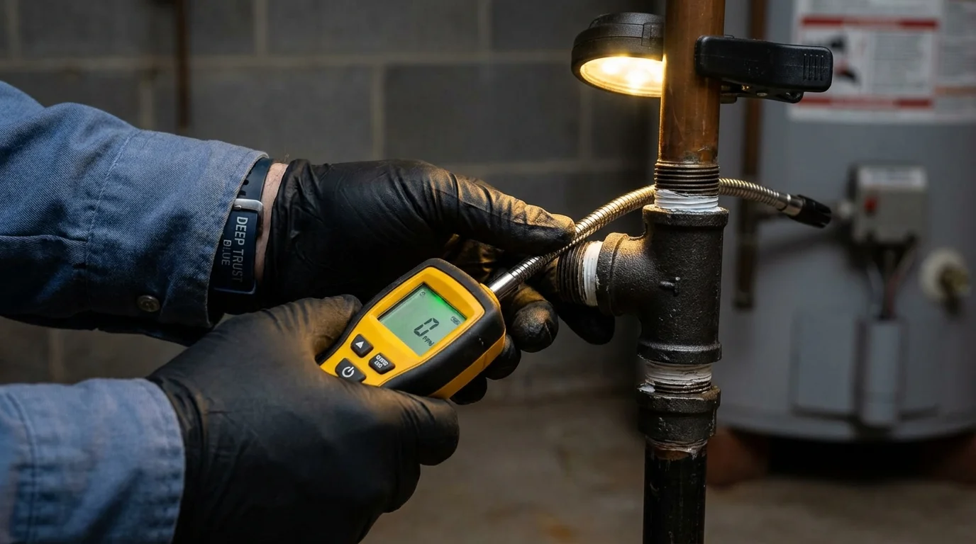 Gas leak detection with electronic sniffer by Johns Plumbing LLC in Quinnesec