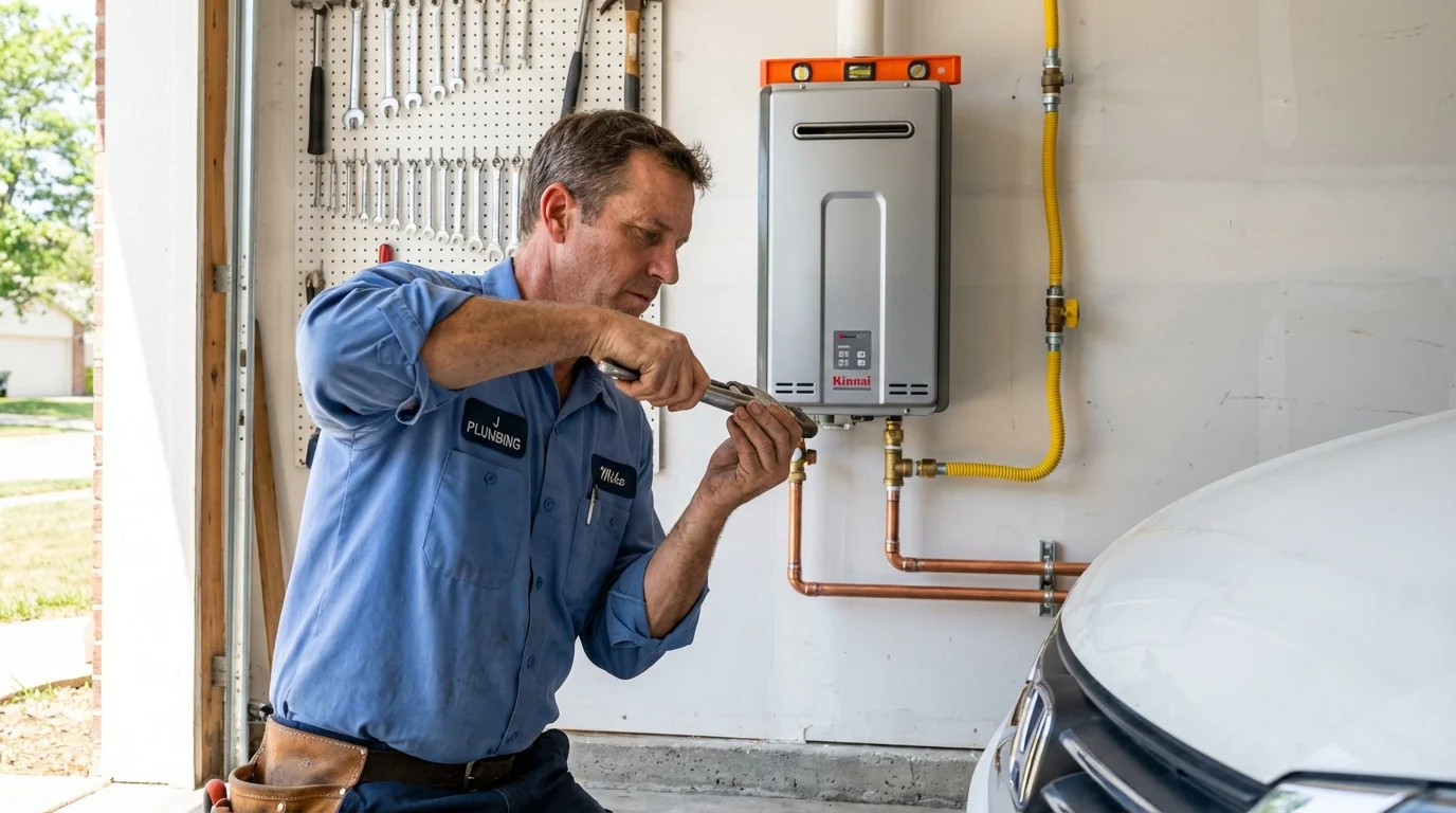 Tankless water heater installation by a Johns Plumbing LLC plumber in Quinnesec